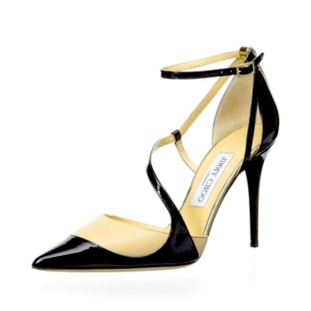 Jimmy Choo almond Napa and light platinum mirror stilettos (39)